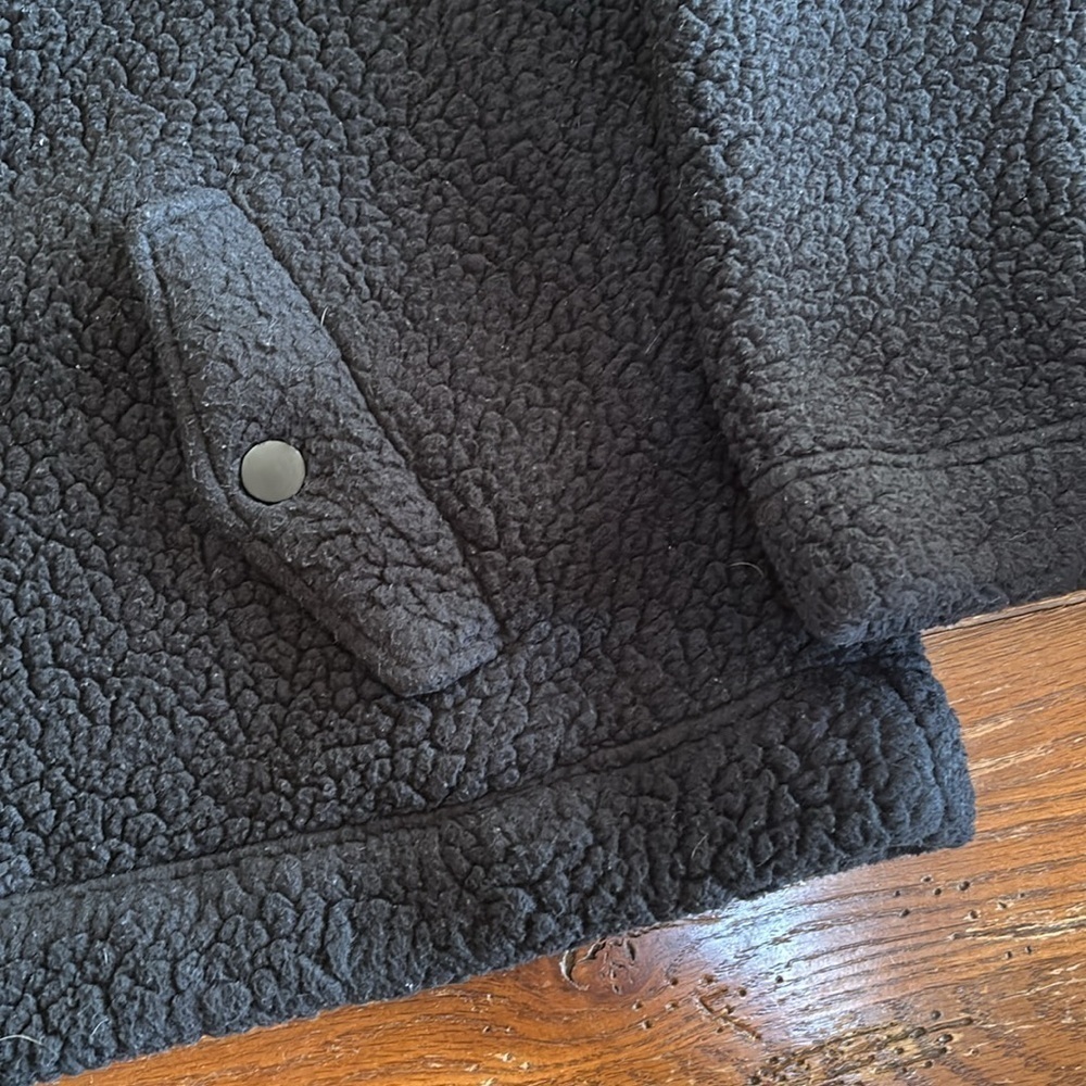 J. Crew Snap Collar Sherpa Polartec® Fleece Pullover Jacket Women’s Black Size M - Picture 6 of 12